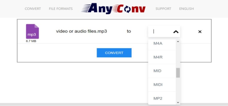 Convertidor de audio en línea AnyConv