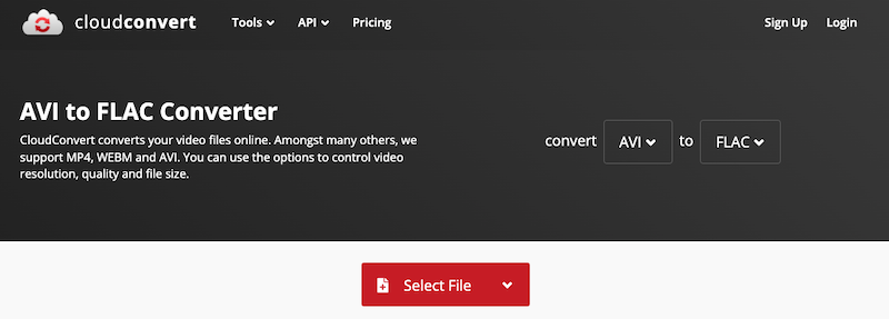 Convertidor en línea de AVI a FLAC: CloudConvert