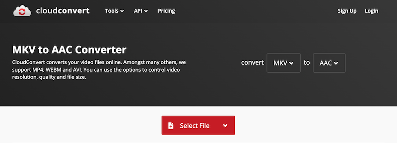 CloudConvert: convertidor de MKV a AAC en línea