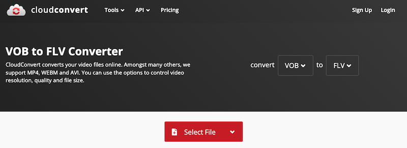 Convertidor de VOB a FLV en línea: CloudConvert