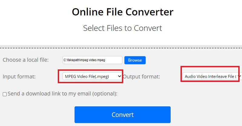 Use ConvertFiles para convertir MPEG a AVI