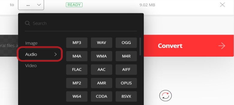 Convertir archivos MP2 en línea