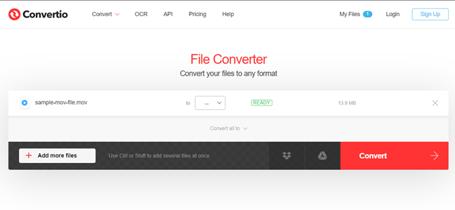 Convierta MP4 a SWF usando Convertio