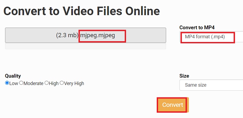 Transcodificar formato MJPEG a MP4 en línea