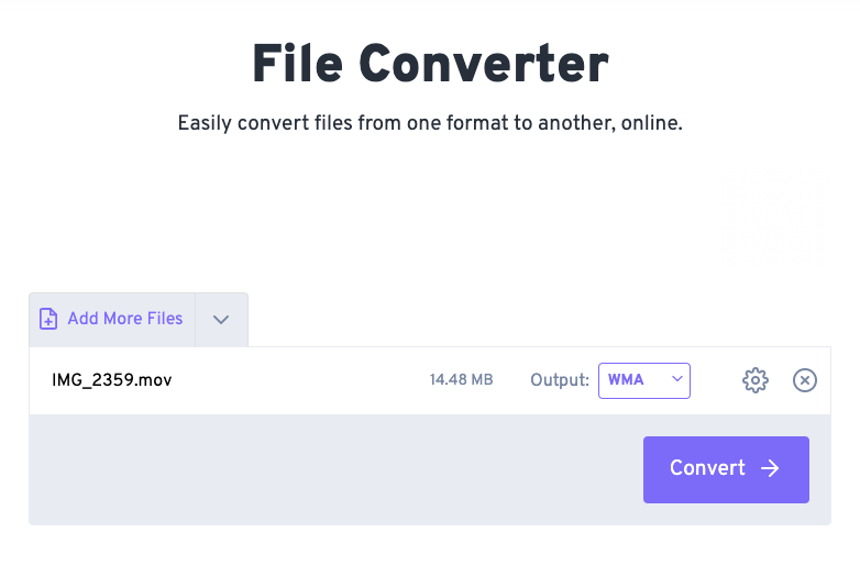 Convierta archivos MOV a formato WMA con FreeConvert.com