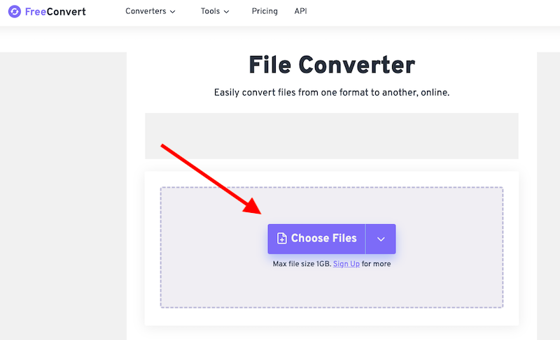 Visite el sitio web de FreeConvert para convertir archivos VOB a FLAC