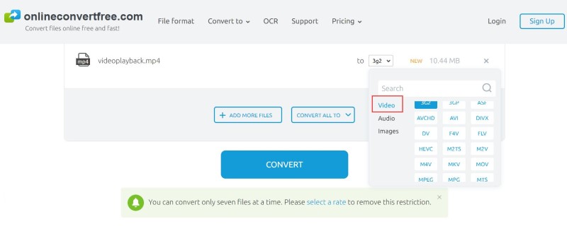 Convertir FLV a MPEG en línea