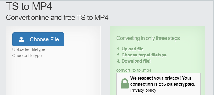 Convertidor de archivos TS a MP4 en línea