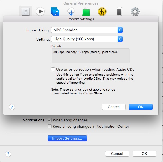 Ajuste la configuración de importación en iTunes
