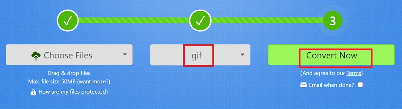 Transcodifica 3GP a GIF con Zamzar